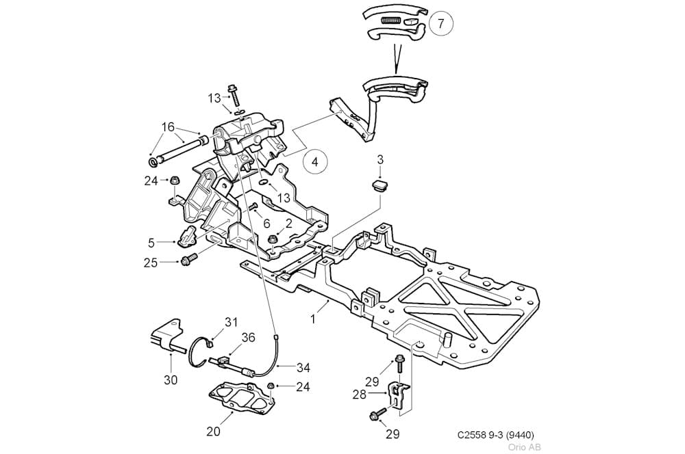Handbrake lever to bell crank