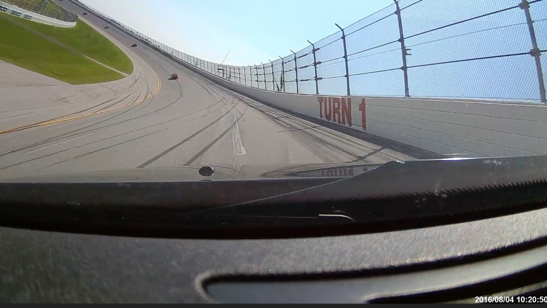 Inside car on race track