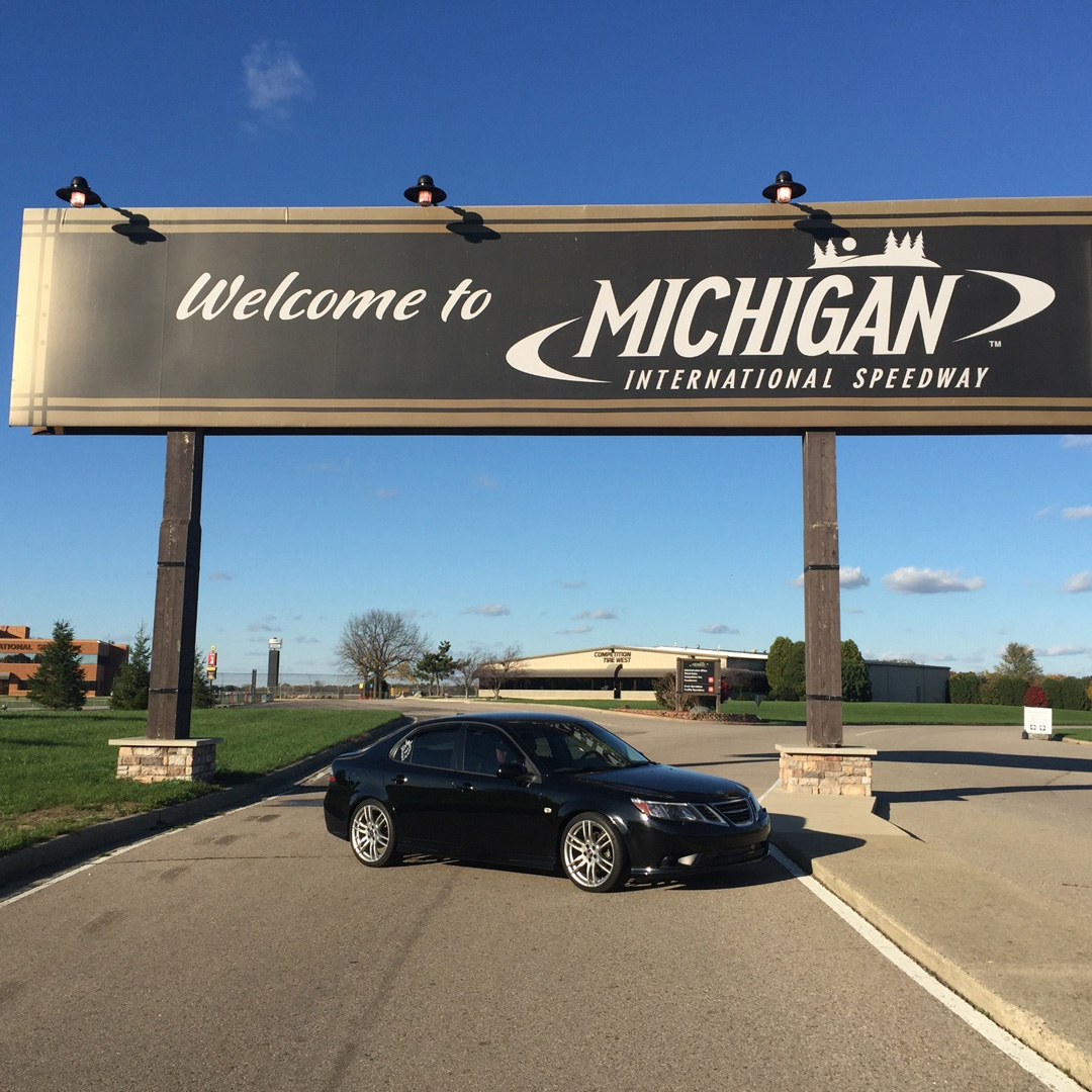 Saab 9-3 outside Michigan International Speedway